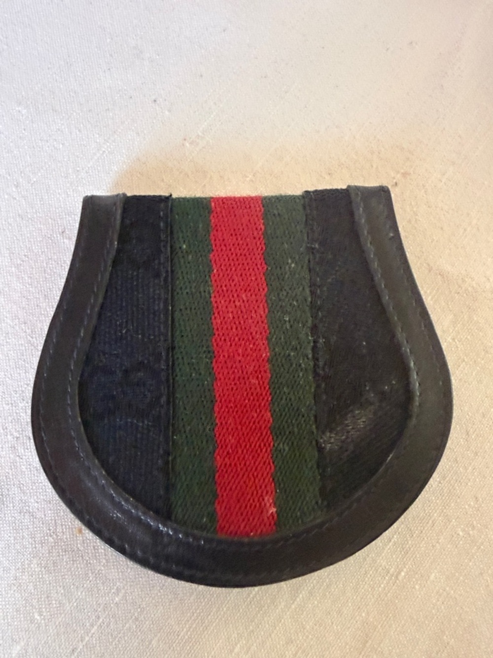 Vintage GUCCI Black Leather and Canvas Coin/Cash/Key Holder